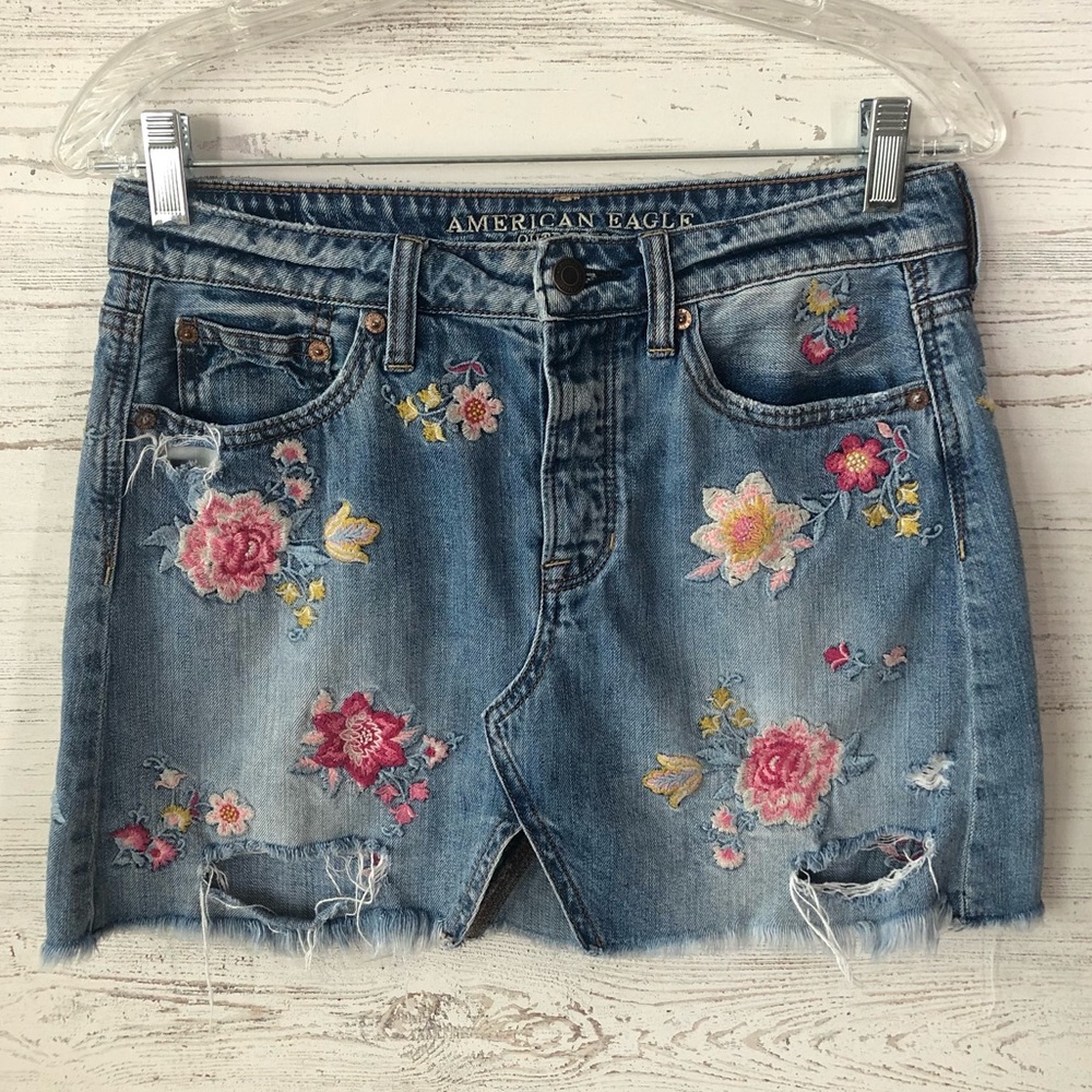 American Eagle Outfitters Embellished Mini Skirt Blue and Pink